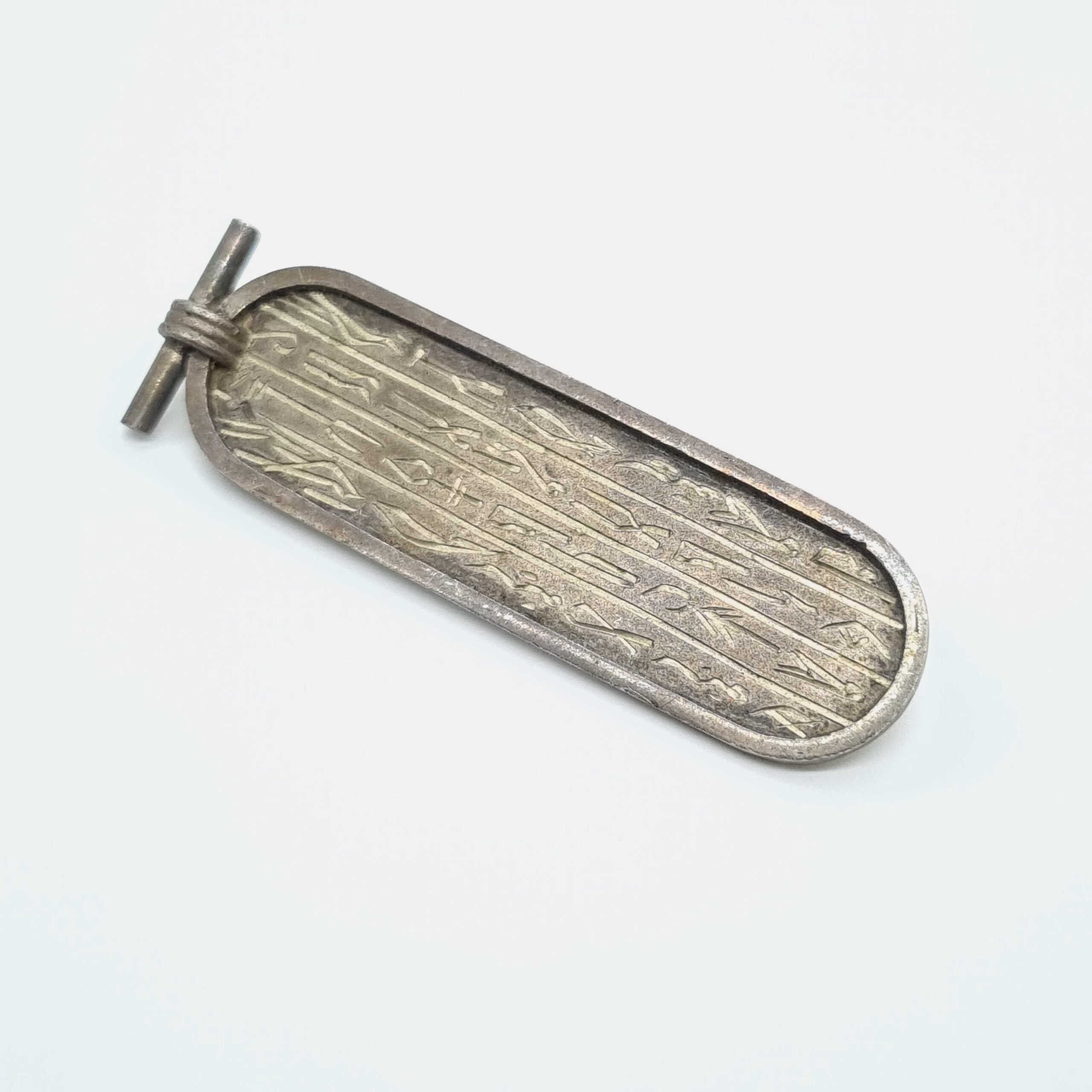 Egyptian Revival Silver Brooch Hieroglyphics