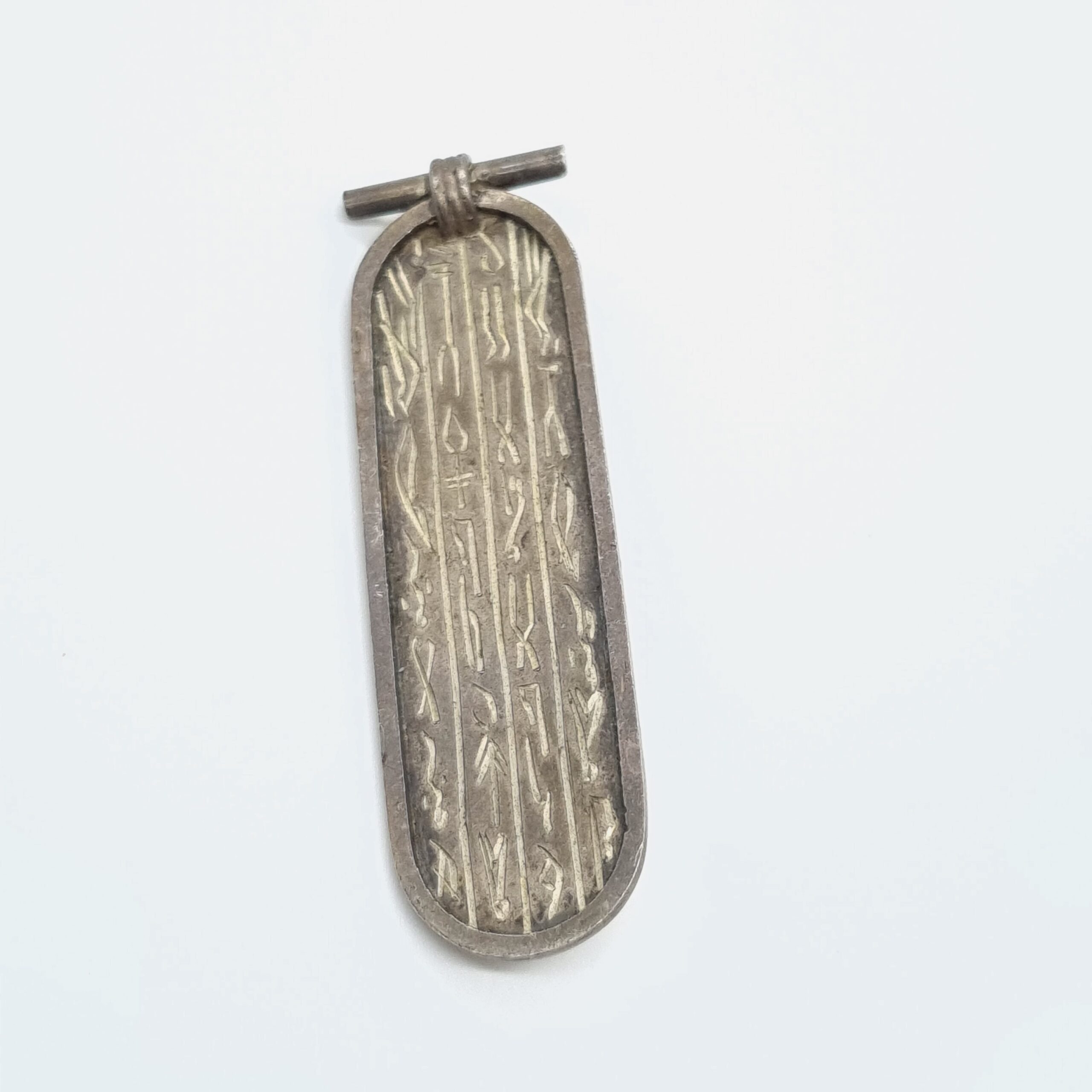 Egyptian Revival Silver Brooch Hieroglyphics