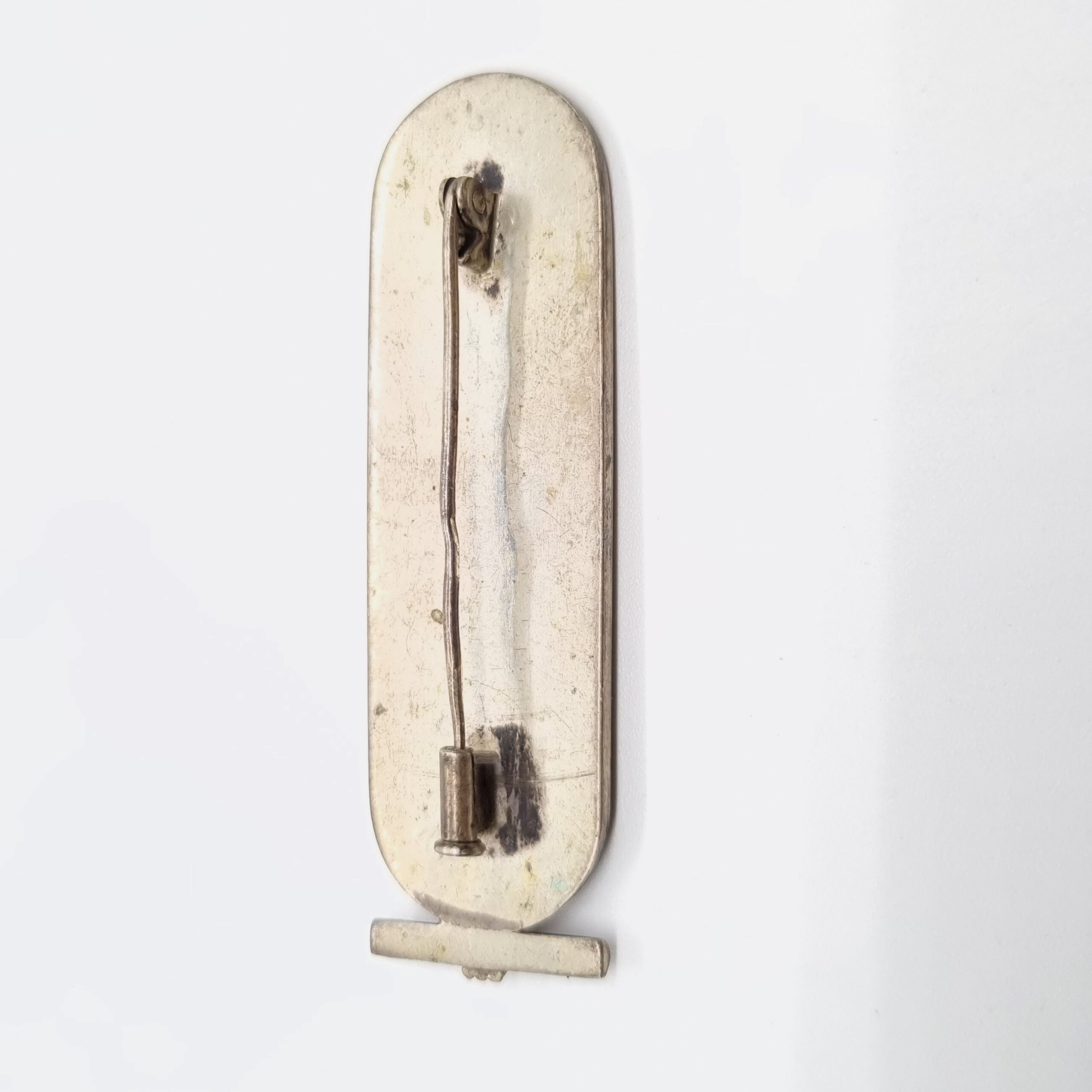 Vintage Egyptian Revival Hieroglyphics Cartouche Silver Brooch
