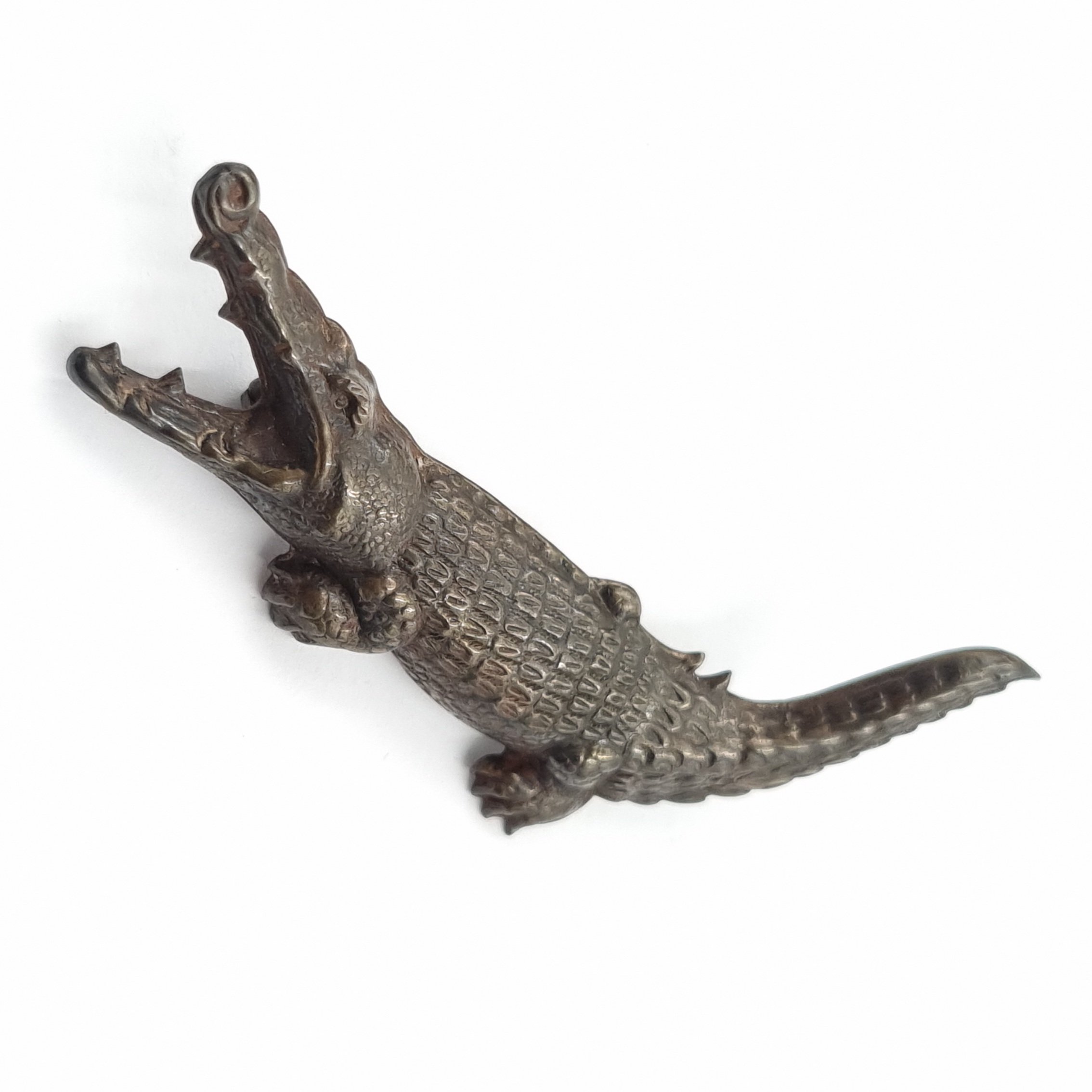 Antique Silver Crocodile Brooch