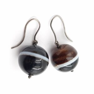 Antique Banded Agate Ball Earrings