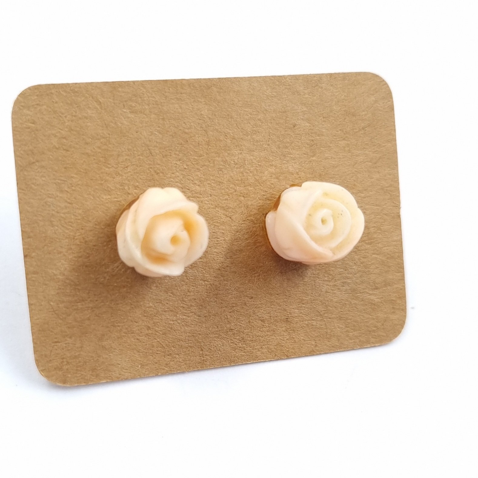 Carved Coral 9ct Gold Stud Earrings