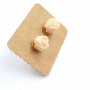 Carved Coral 9ct Gold Stud Earrings
