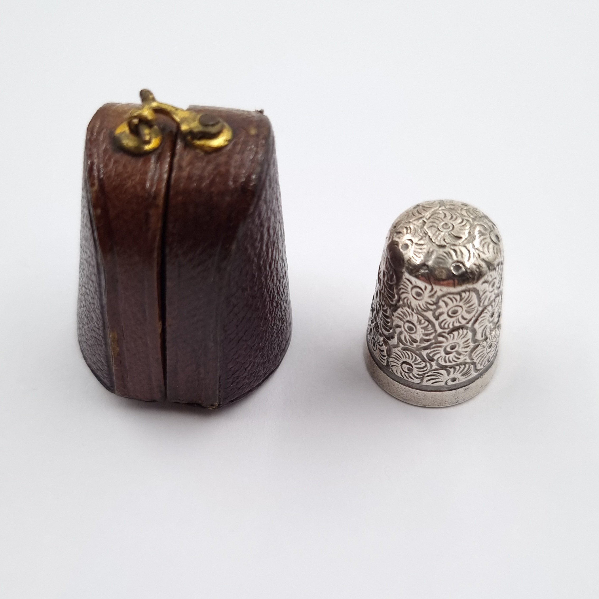 Antique Leather Thimble Case