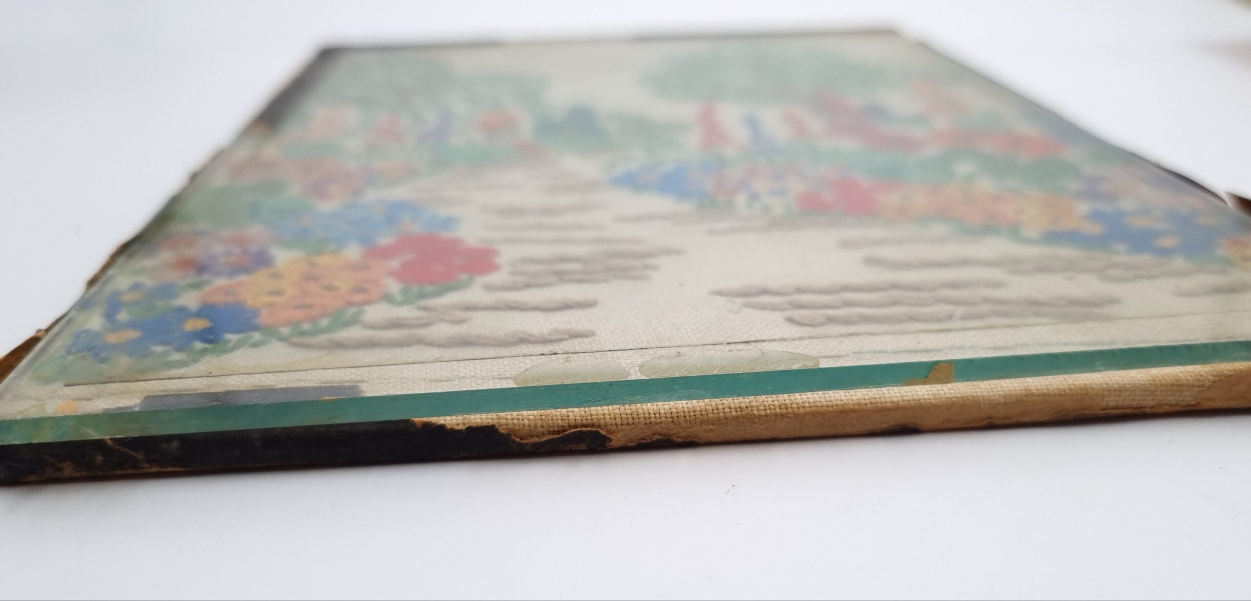 Vintage Embroidery. Path through flowerbeds and trees. Circa 1940s. - Image 3