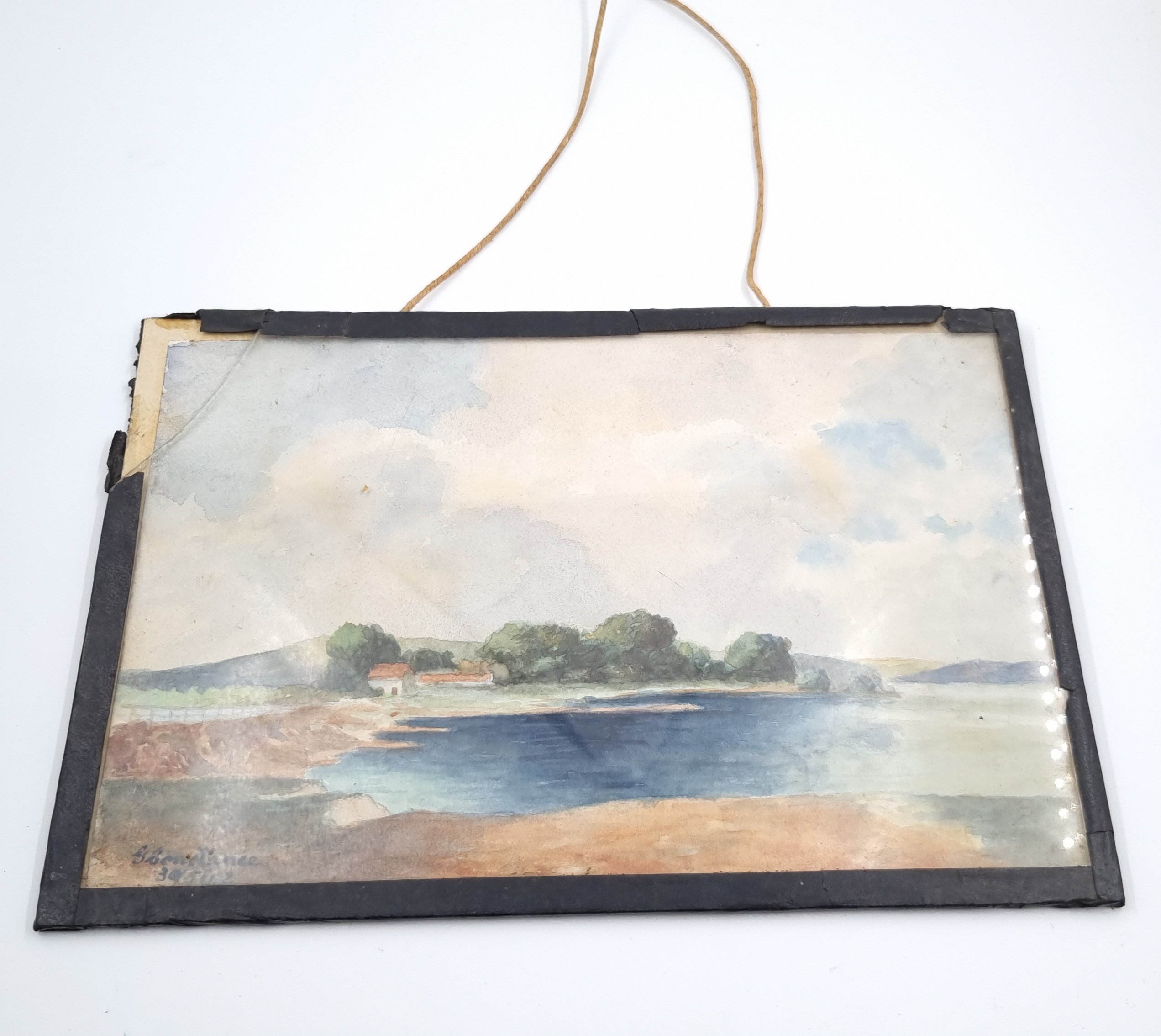 Vintage Watercolour Painting Sea Lake