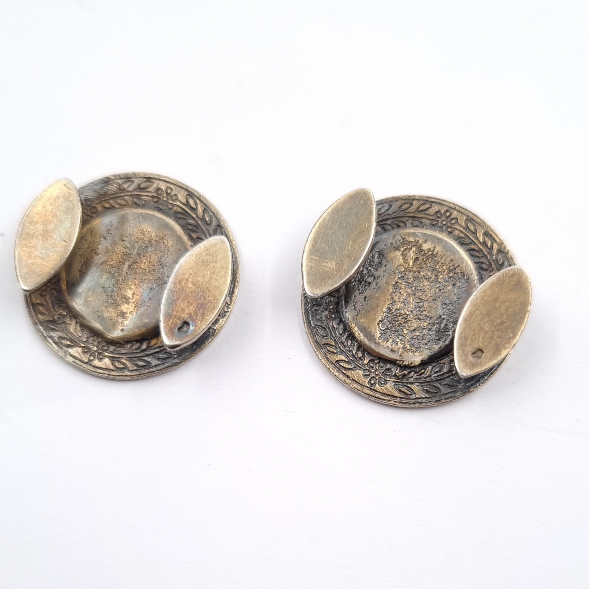 Art Nouveau French Silver Button Covers Angels & Dove with Enamel - Image 2