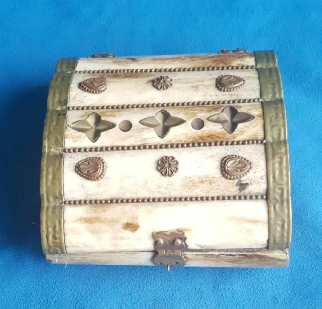 Vintage Moroccan Box Camel Bone & Brass Mid Sized Jewellery Trinket Box - Image 2