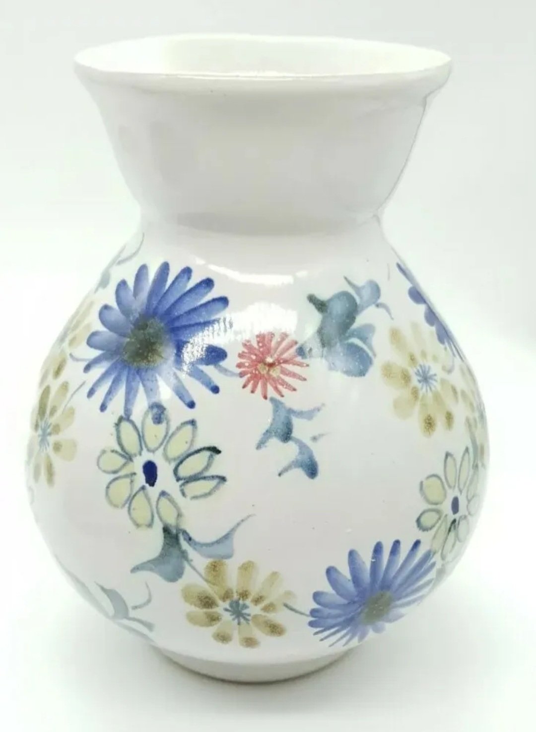 Rye Pottery Vase Floral Flowers Design Vintage Studio England 16cm Handpainted - Image 3