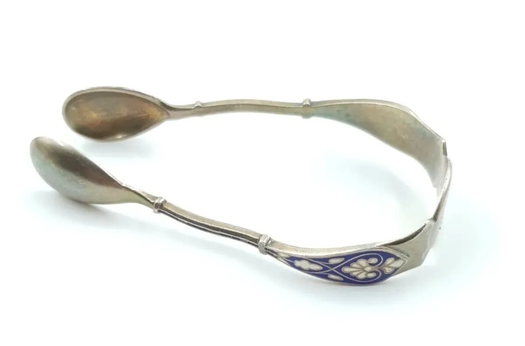 Antique Enamel Sugar Tongs