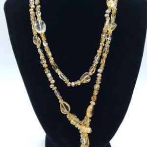 Citrine & Pearl Lariat Necklace