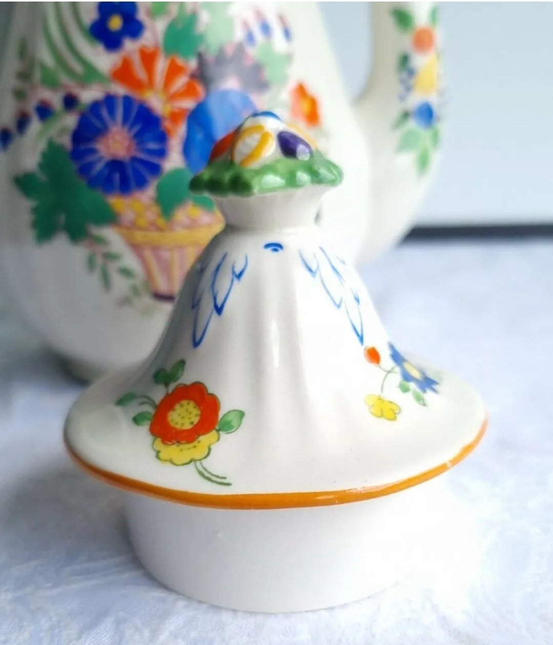 Vintage Masons Coffee Pot Chelsea Flower Basket Pattern. - Image 3