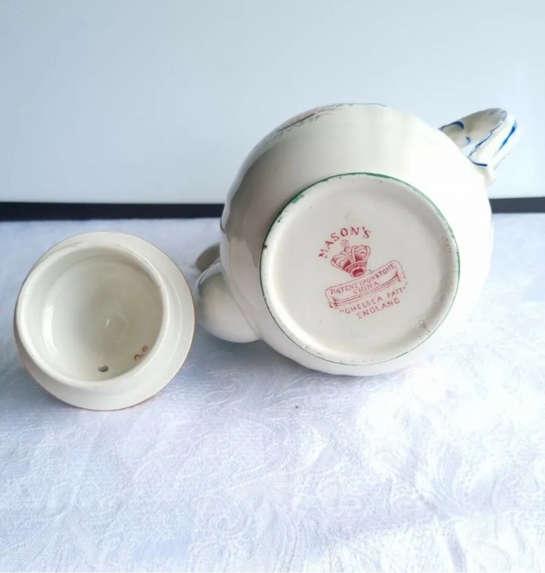Vintage Masons Coffee Pot Chelsea Flower Basket Pattern. - Image 4