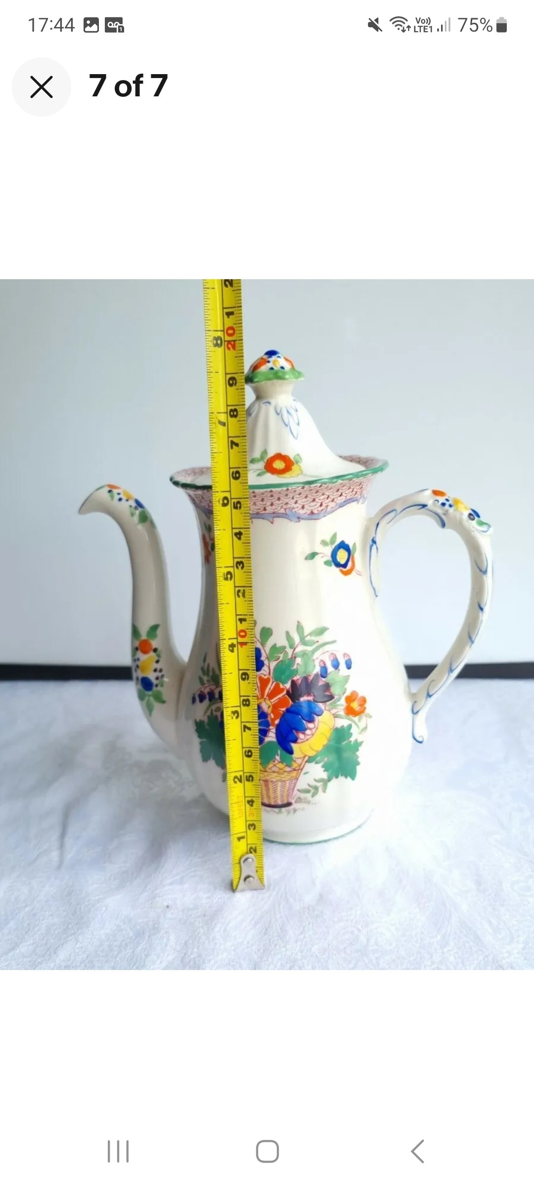 Vintage Masons Coffee Pot Chelsea Flower Basket Pattern. - Image 6