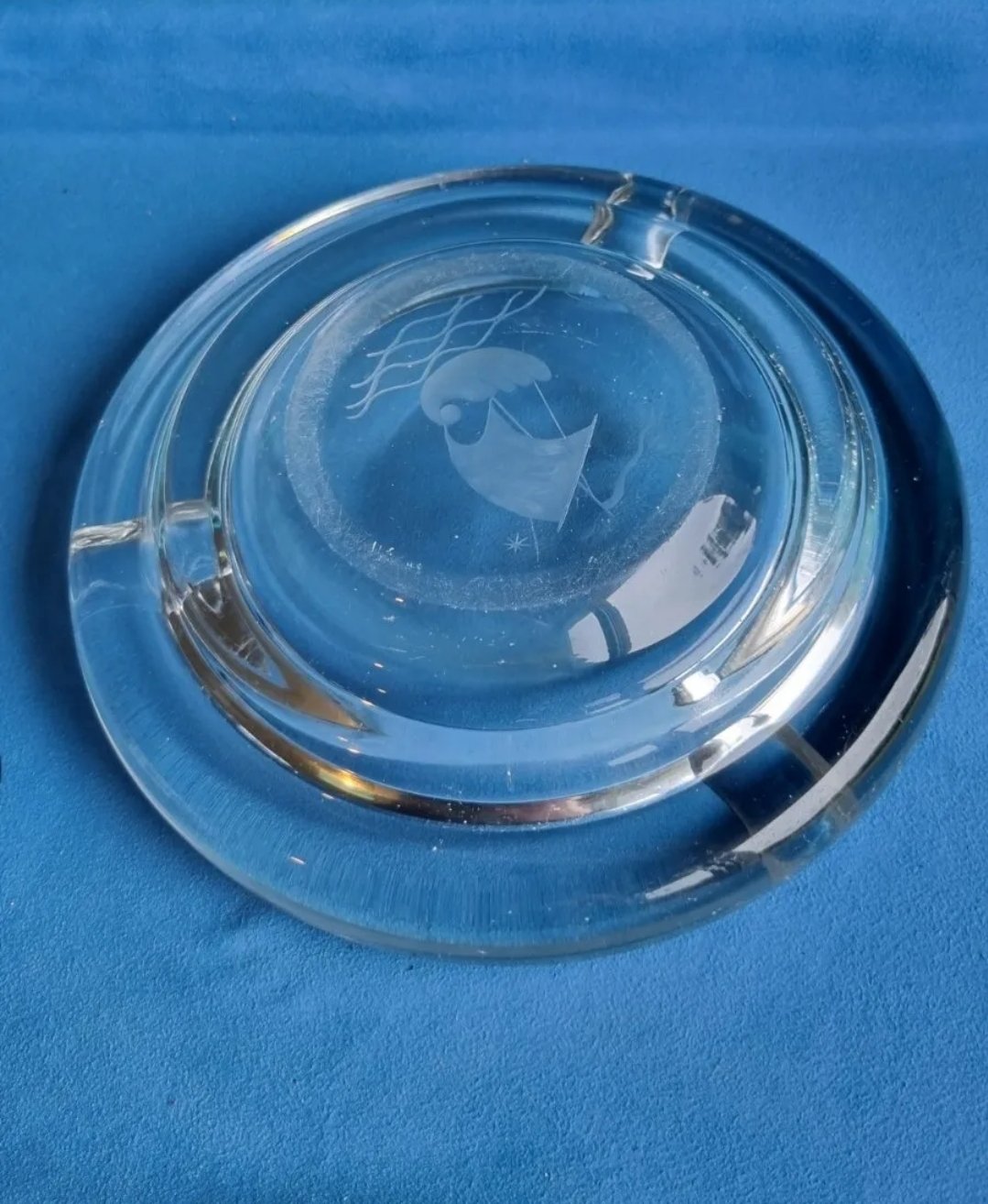 Elis Bergh Kosta Viking Ashtray Large Heavy Signed - Image 2