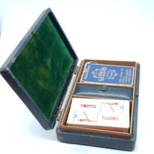 Antique Leather Covered Games Box