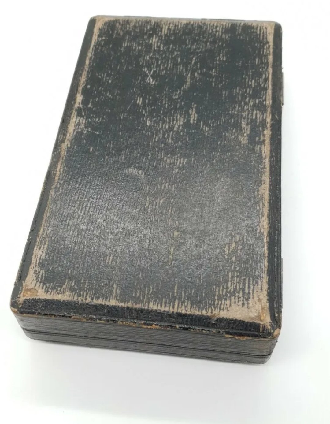 Antique Leather Covered Games Box & Contents incl Cards & Dice - Image 6