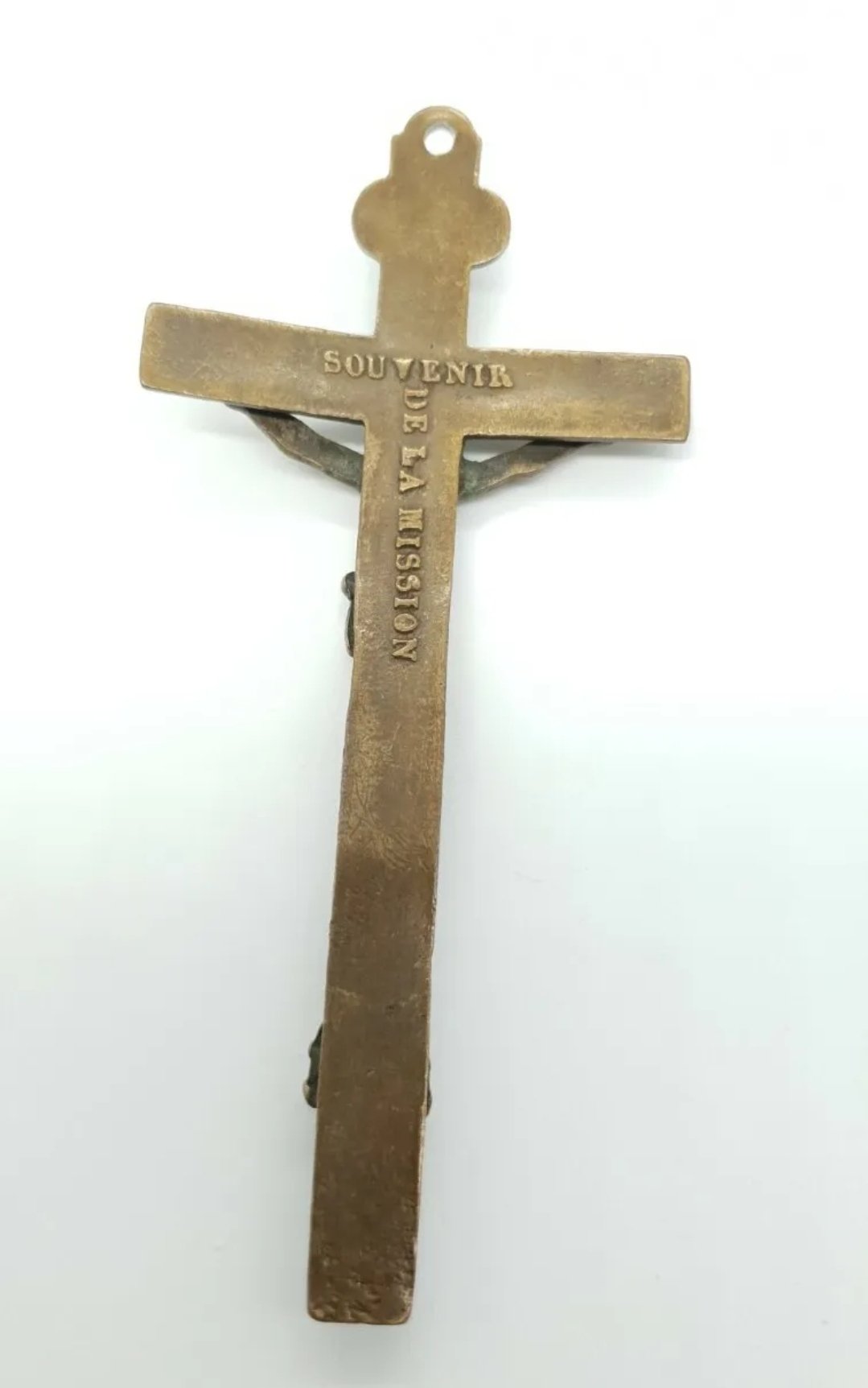 Antique Brass Pectoral Cross Crucifix Souvenir De La Mission Golgotha Symbol - Image 2