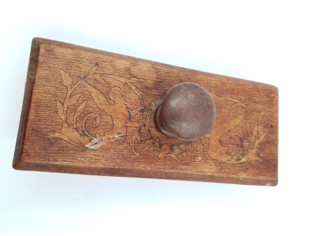 Antique Wooden Ink Blotter - Penwork Nymphs or Fairies - Image 6