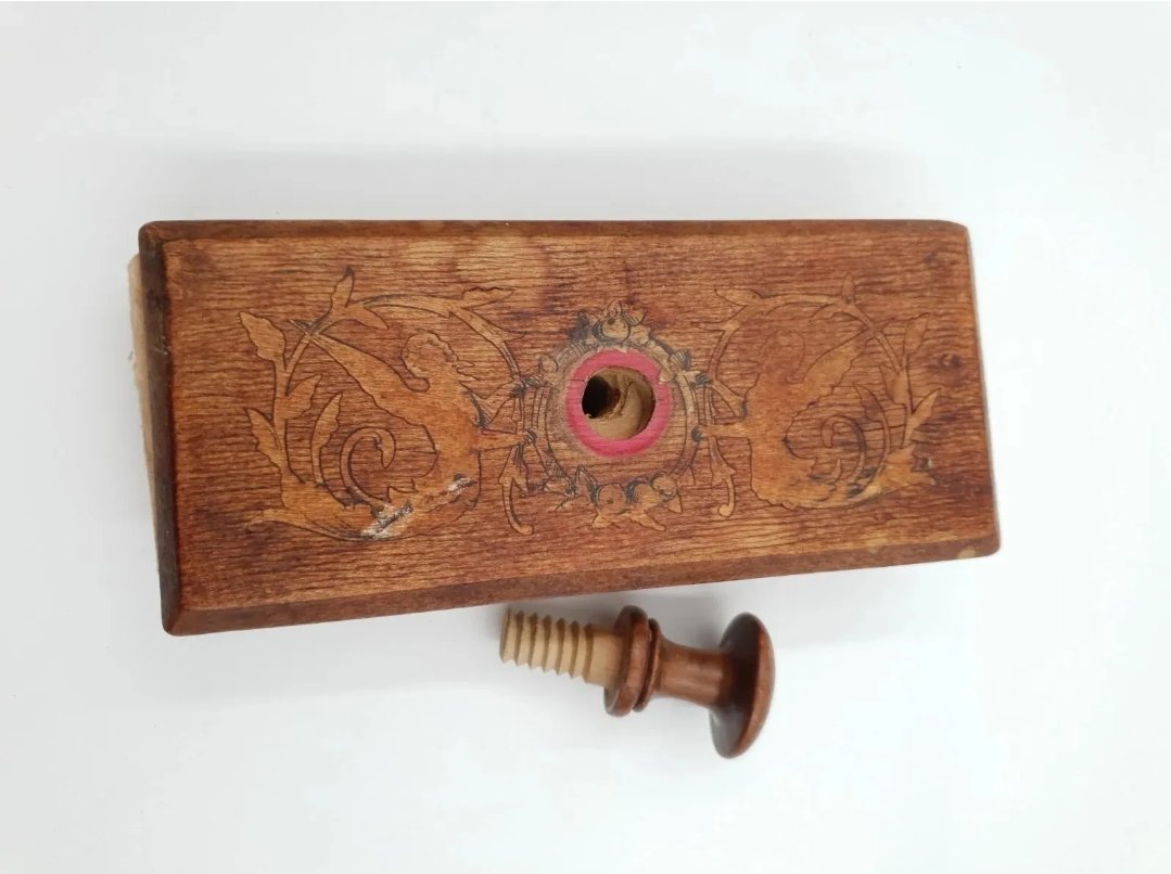Antique Wooden Ink Blotter - Penwork Nymphs or Fairies - Image 2