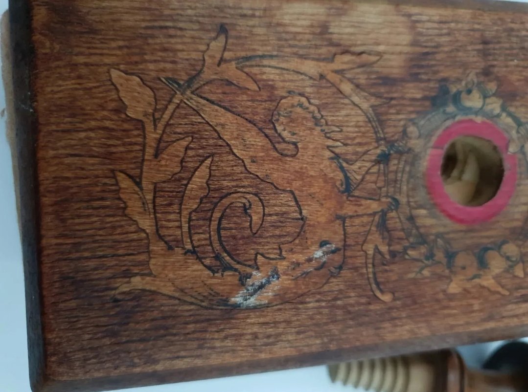 Antique Wooden Ink Blotter - Penwork Nymphs or Fairies - Image 5