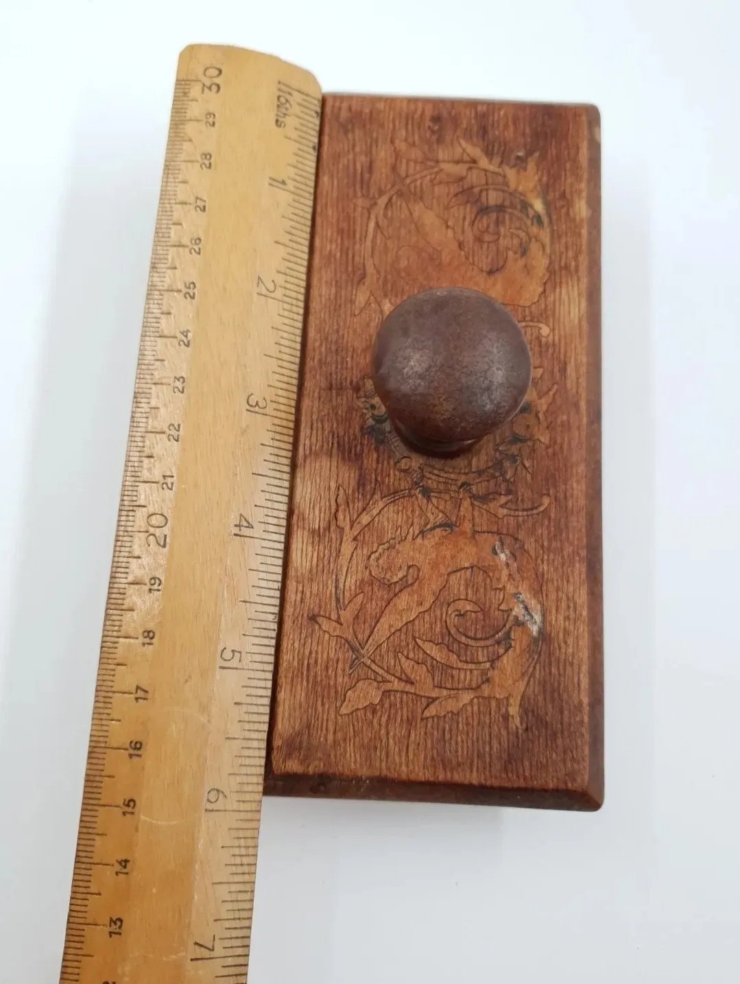 Antique Wooden Ink Blotter - Penwork Nymphs or Fairies - Image 4