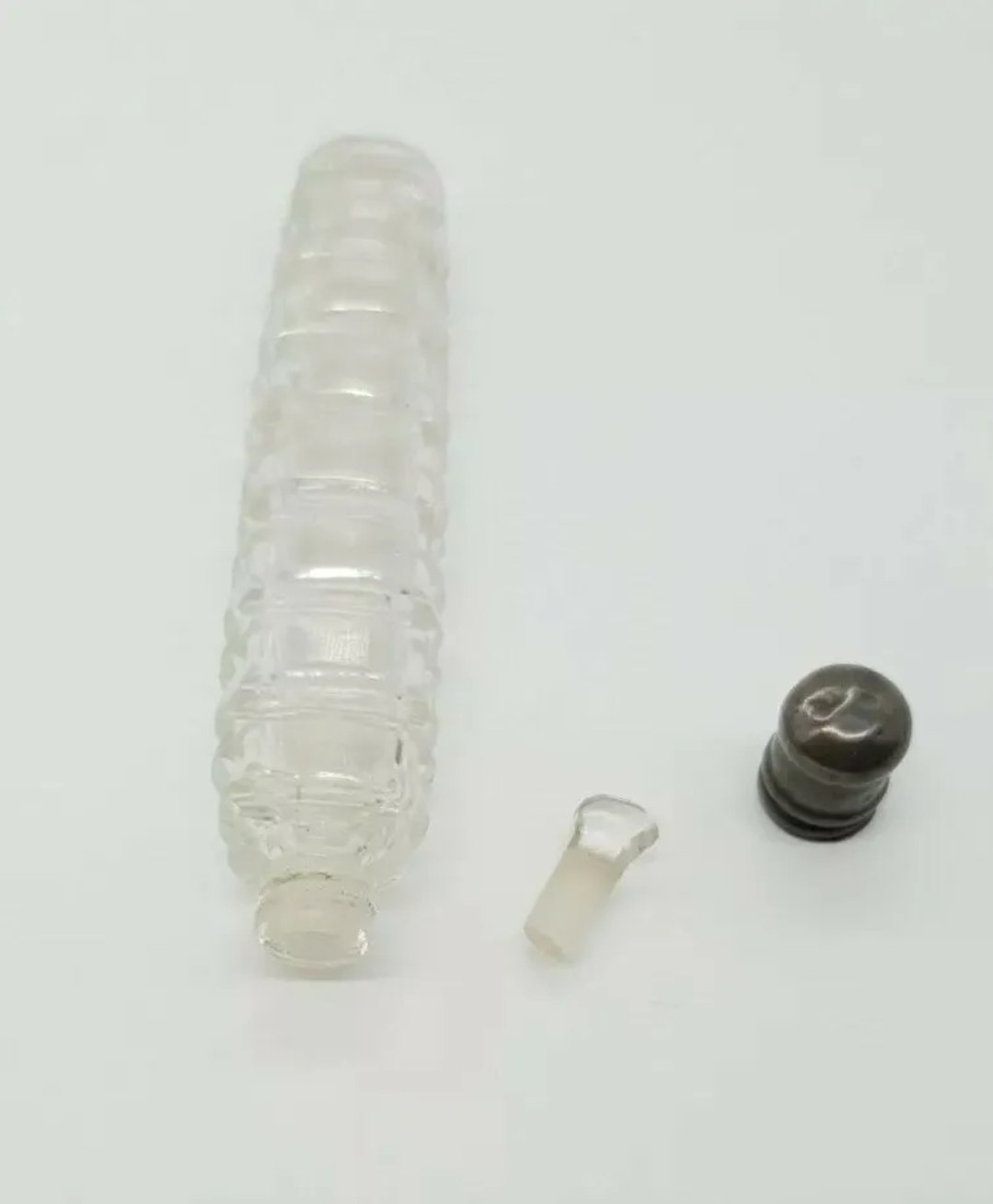 Miniature Cut Glass Scent Bottle with Silver Top - Image 2
