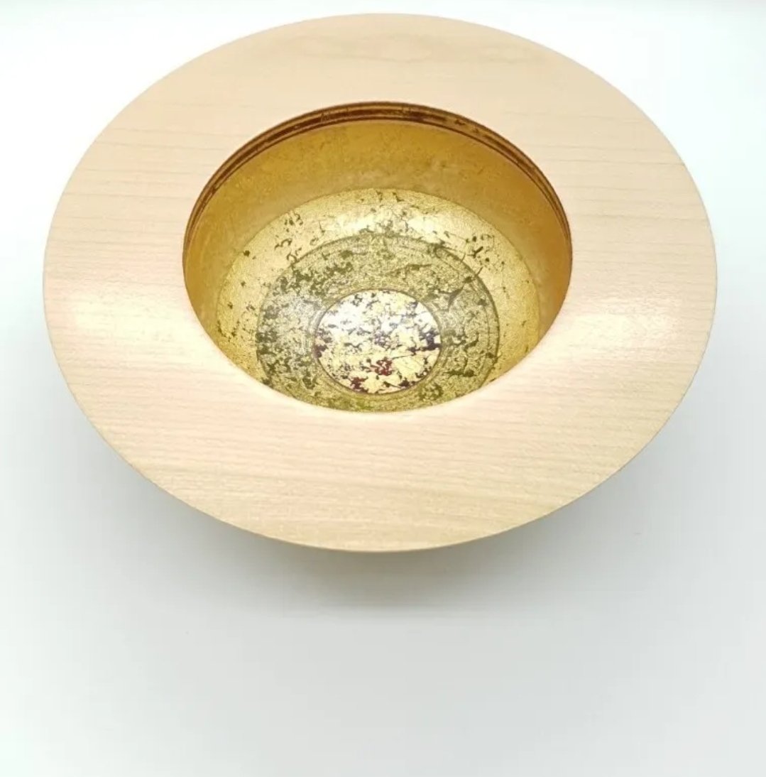 Dennis Hales Bowl Turned Sycamore Gilt - Image 2