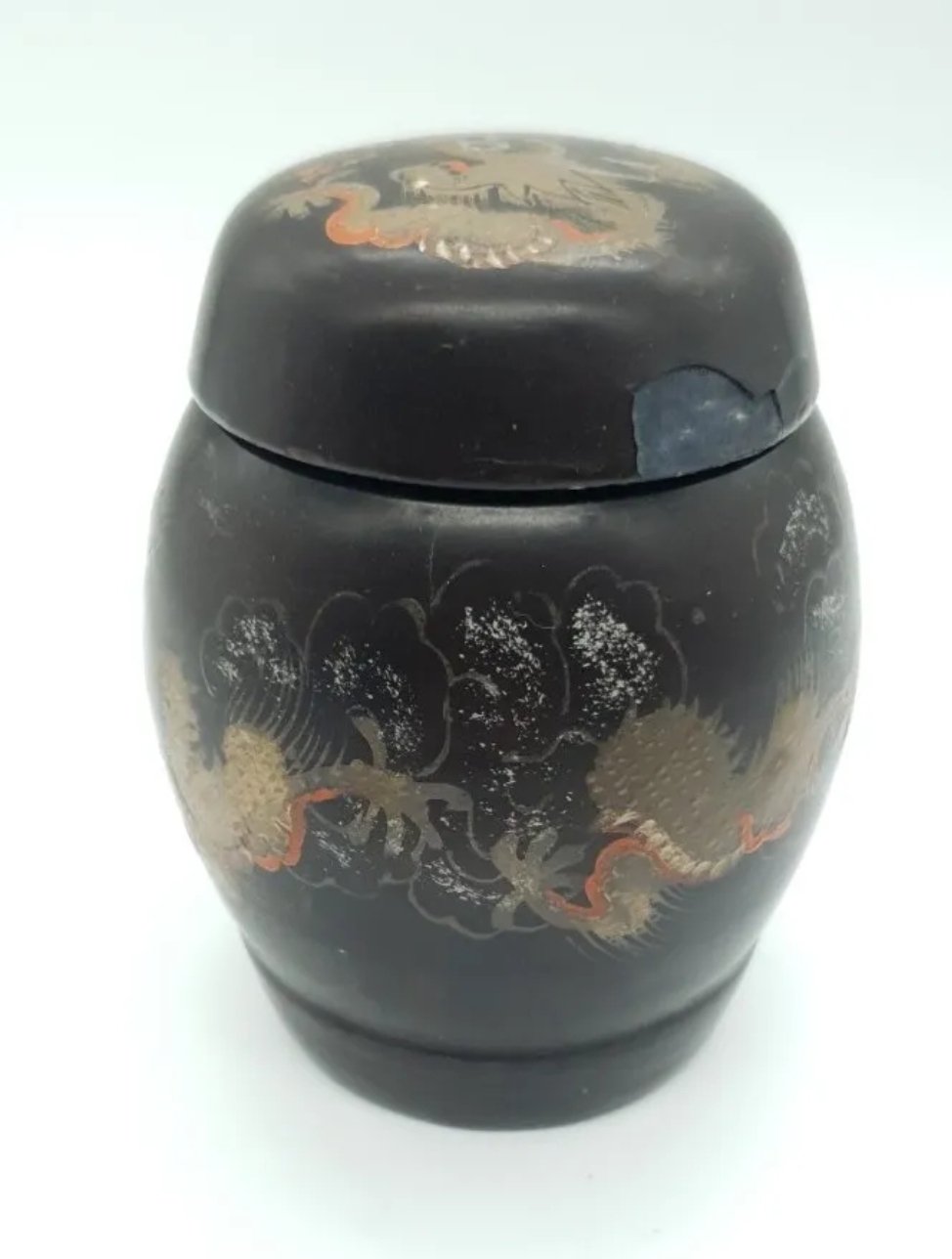 Chinese Lacquered Spice Caddy with Dragon Lid - Image 4