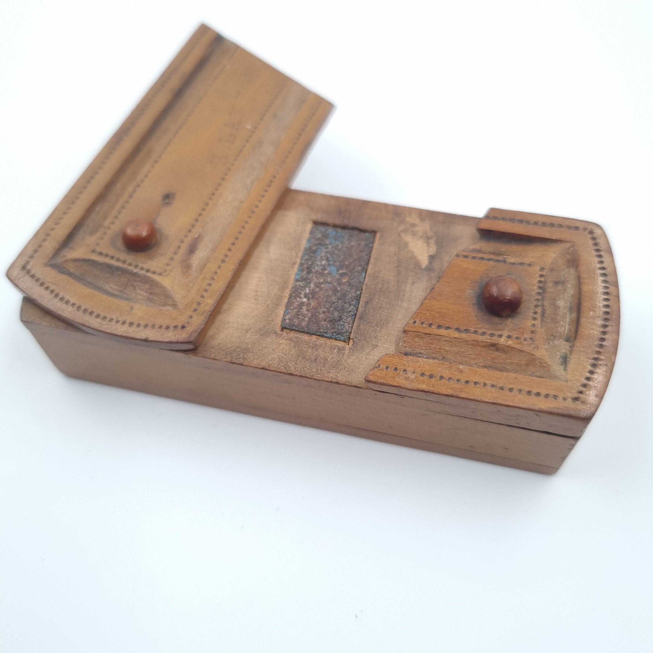 Antique Puzzle Box Vesta Wooden Match Case WWi era - Image 3