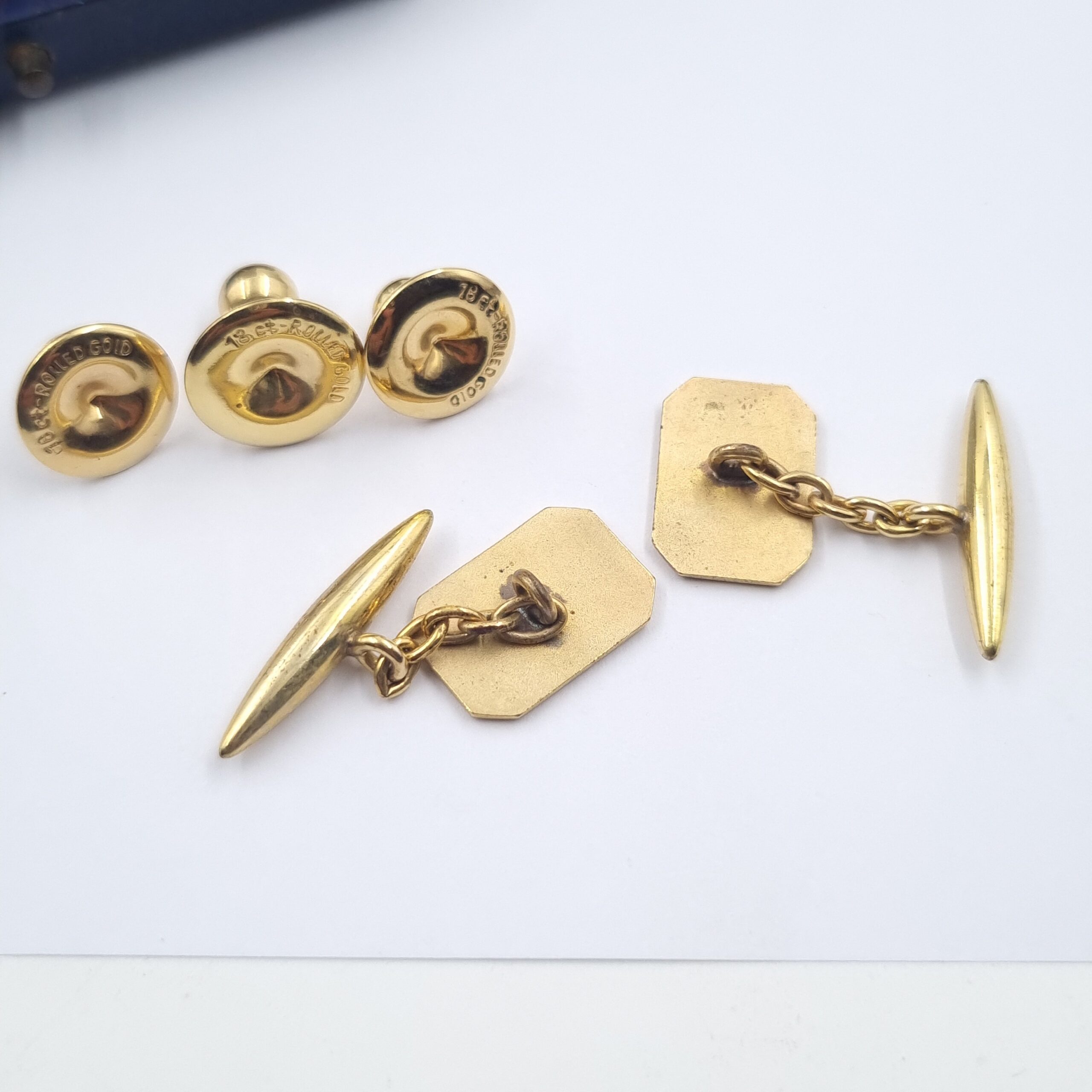Vintage Rolled Gold Cufflinks & Stud Set in original box - Image 5