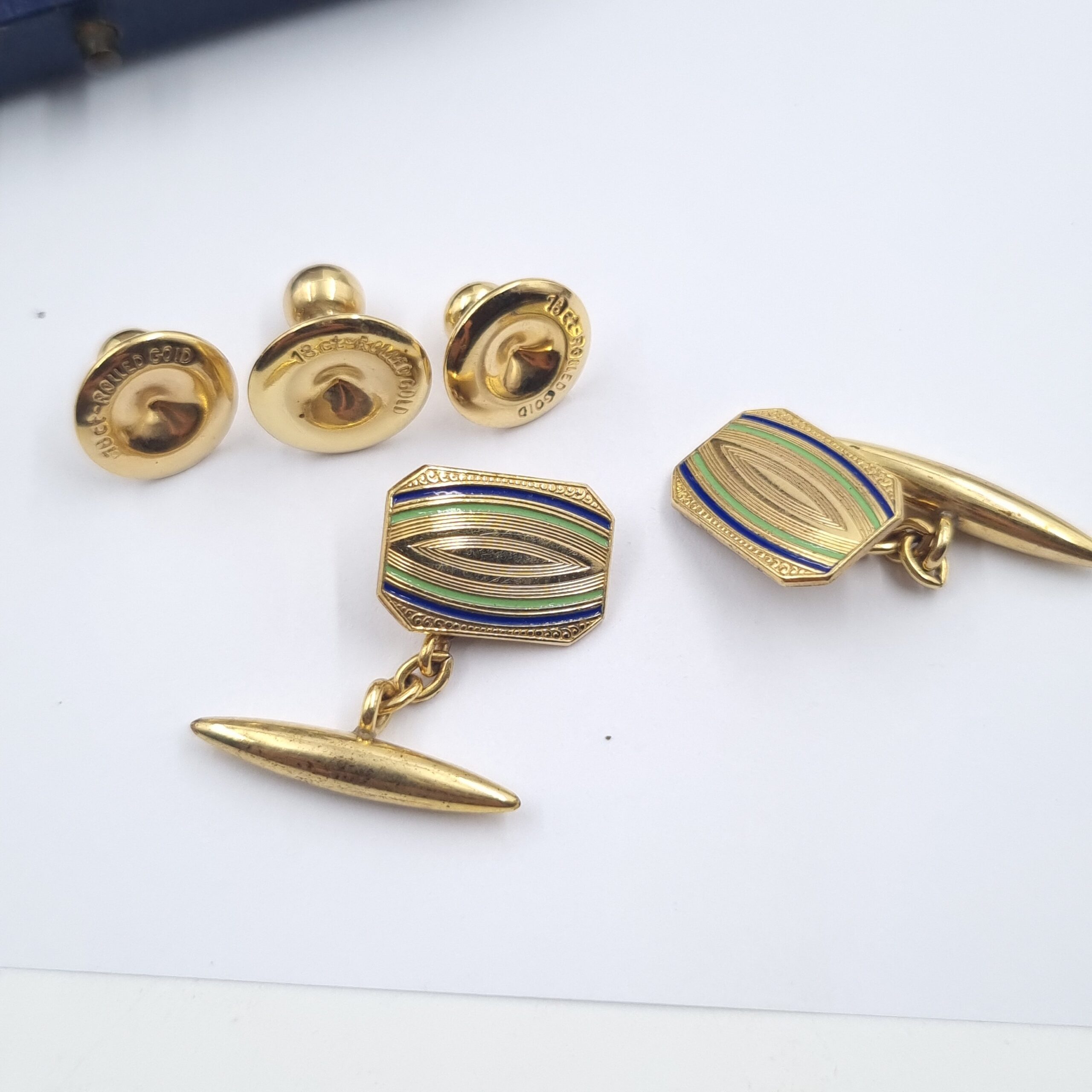 Vintage Rolled Gold Cufflinks & Stud Set in original box - Image 4