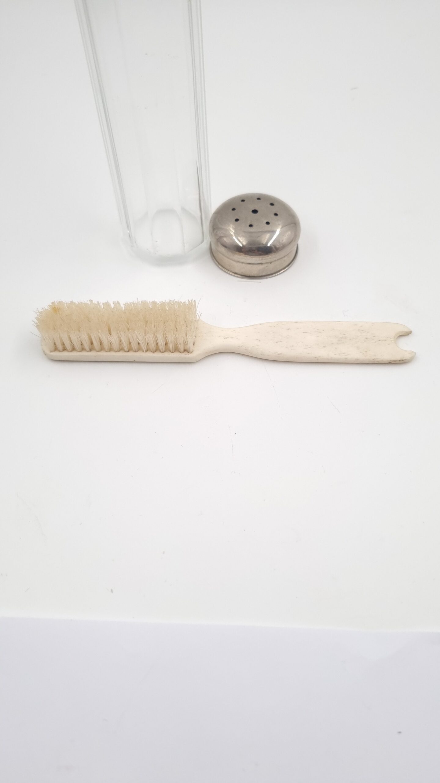 Antique Bone Toothbrush in Glass Bottle c1900 - Image 4