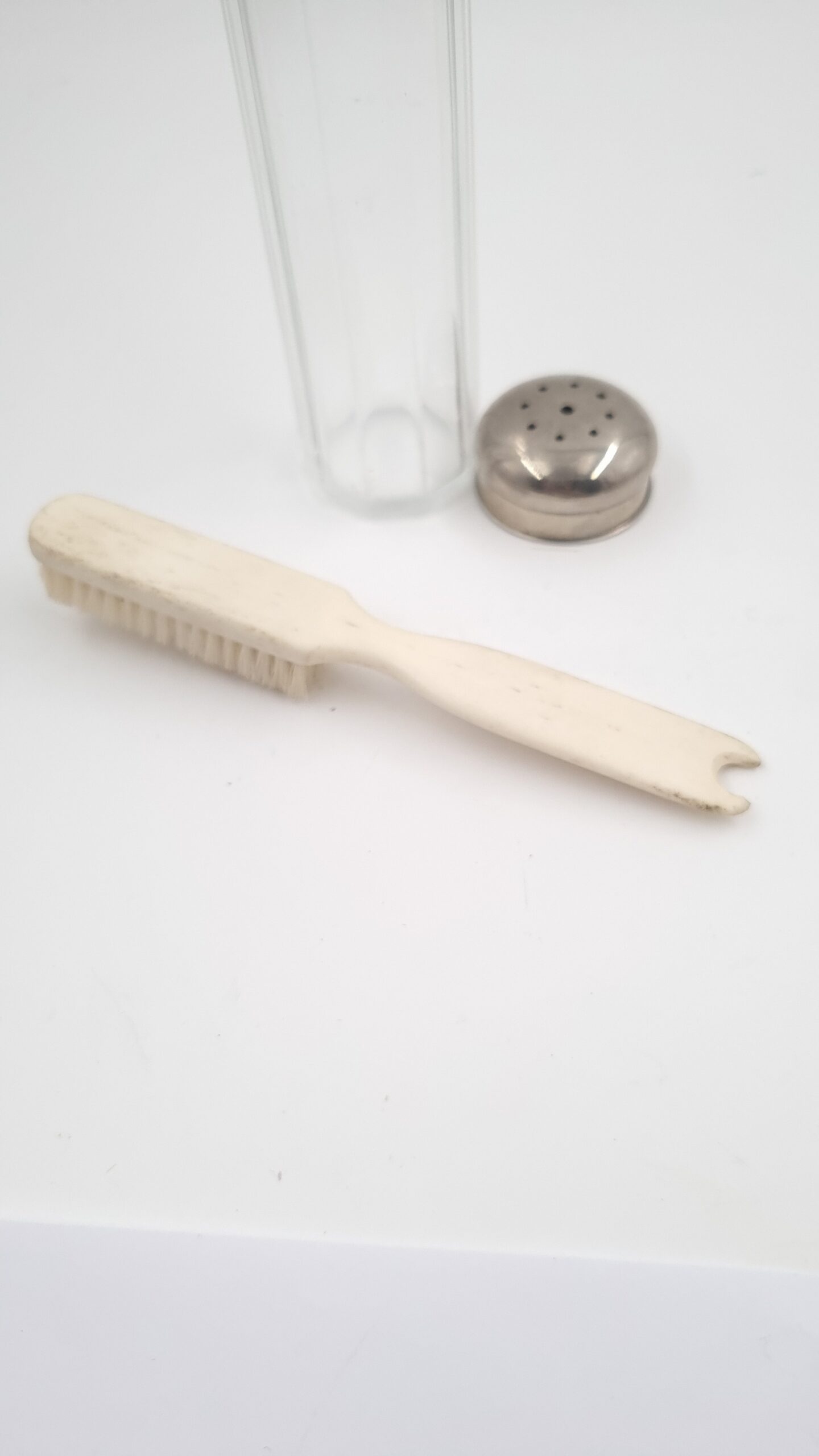 Antique Bone Toothbrush in Glass Bottle c1900 - Image 2