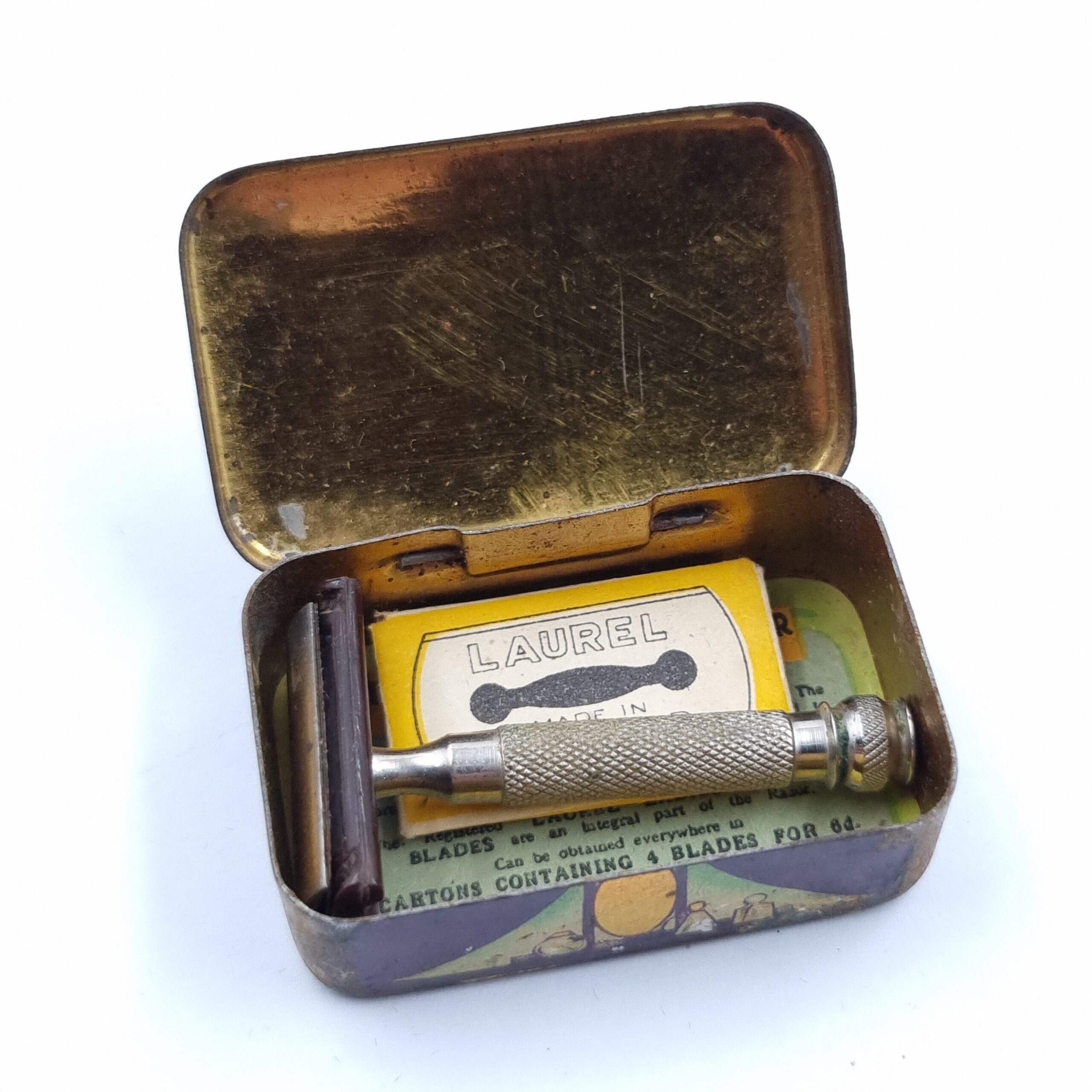 Vintage Laurel Ladies Boudoir Miniature Safety Razor in Tin - Image 2