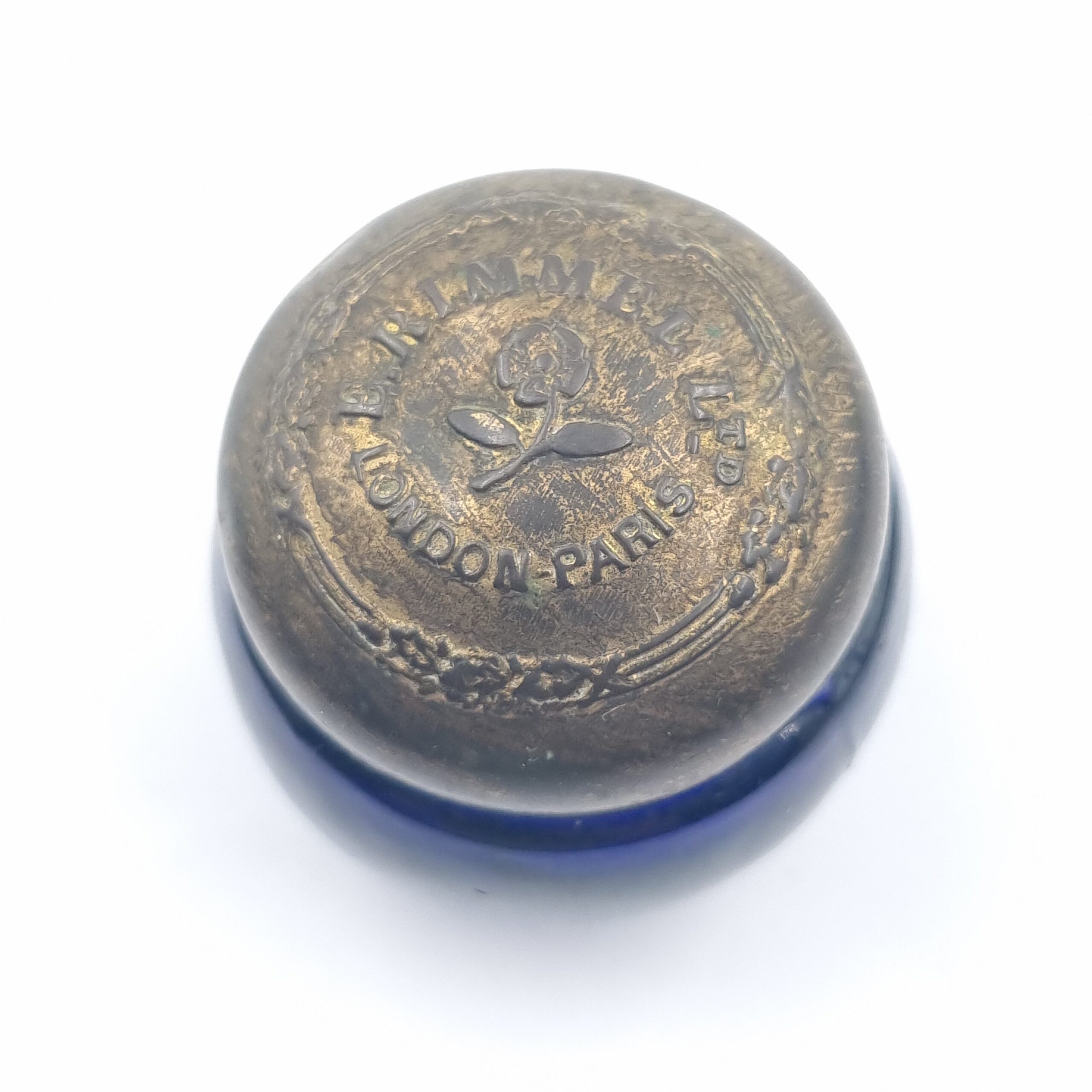Antique Rimmel Make up Rouge Pot in Cobalt Blue Glass - Image 5