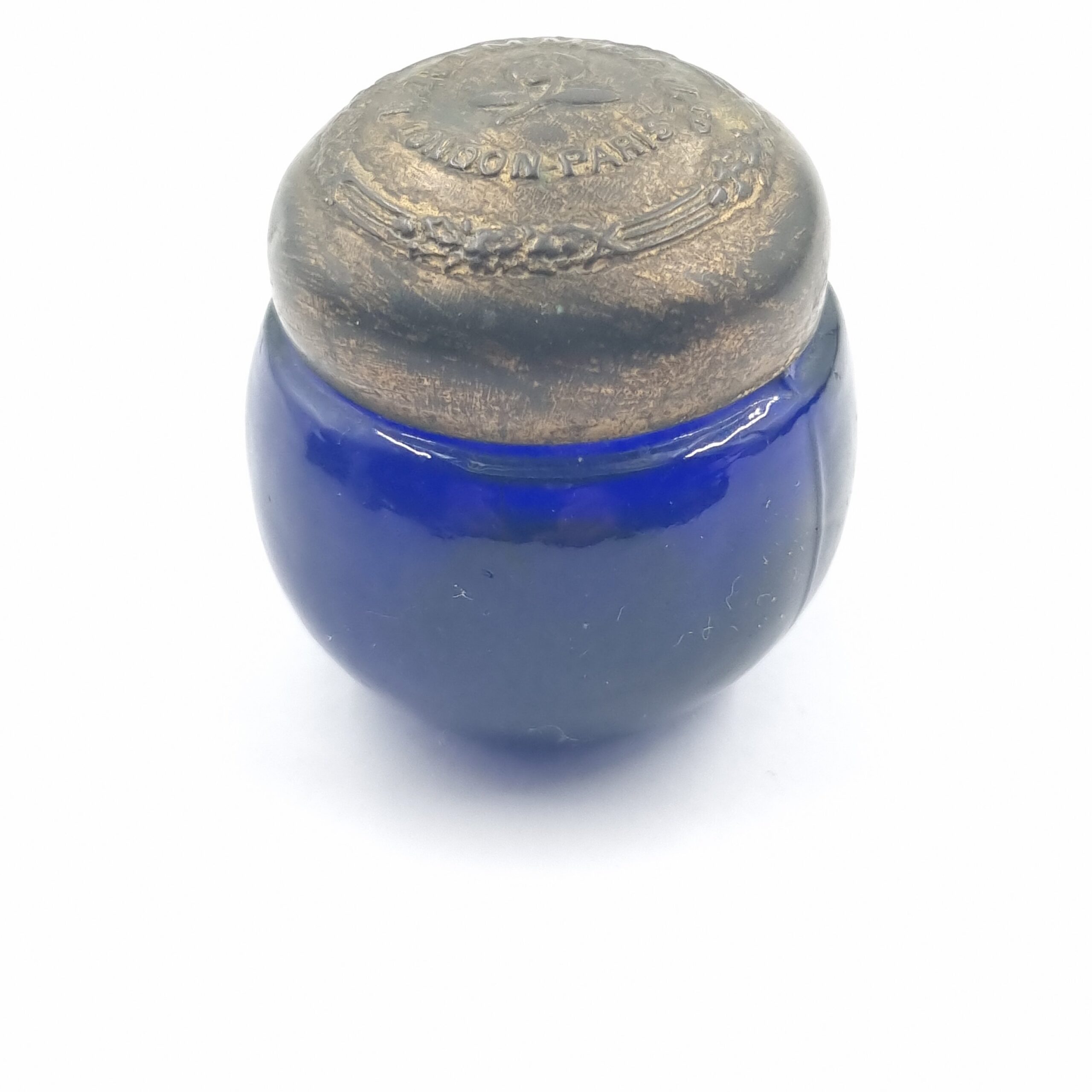 Antique Rimmel Make up Rouge Pot in Cobalt Blue Glass - Image 4