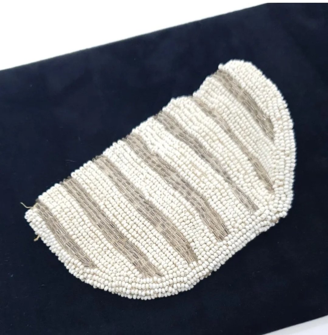 Art Deco Beaded Purse White Glass Beads circa 1920s Foreign Tag - Image 4