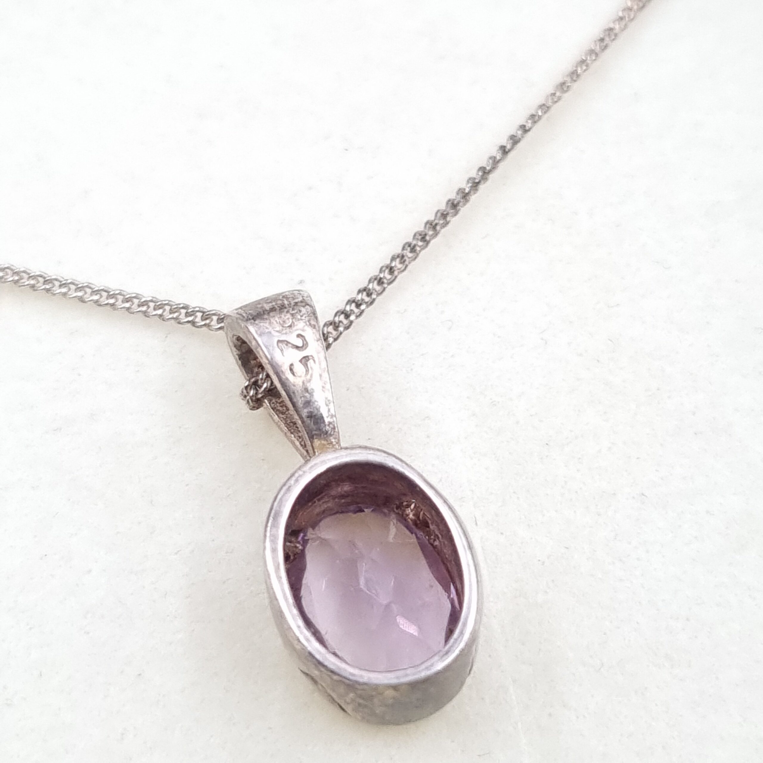 Silver Amethyst Pendant Necklace in box - Image 3