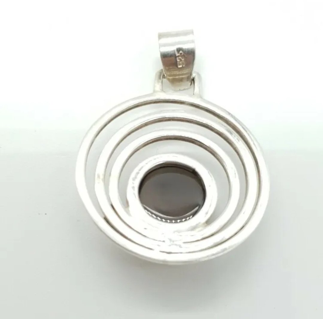 Smokey Quartz Pendant 925 Large with Concentric Circles Cosmic Cosmos - Image 2