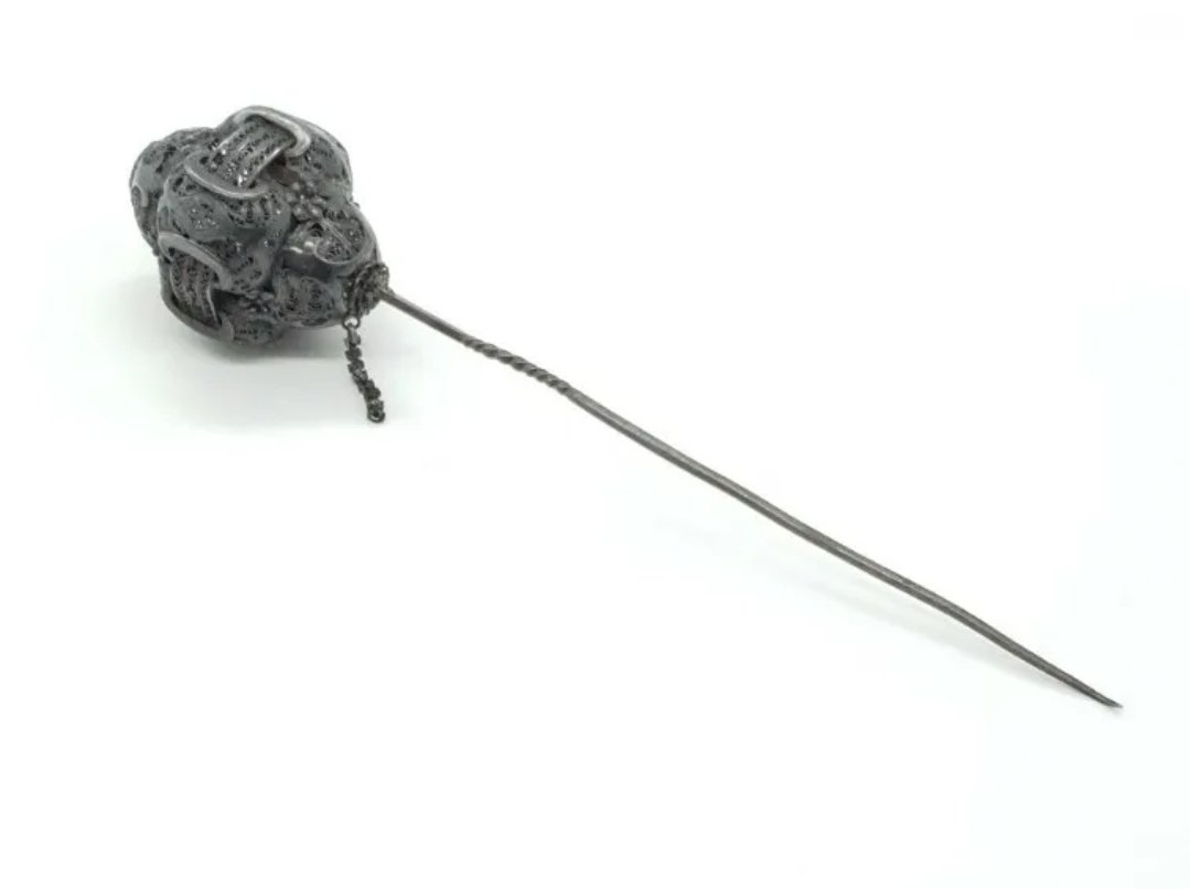Victorian Silver Filigree Hat Pin