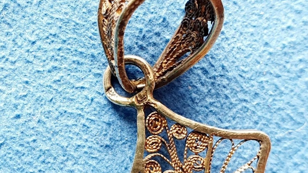 Antique Silver Gilt Filigree Cross Very Large & Fancy Victorian Era - Image 4