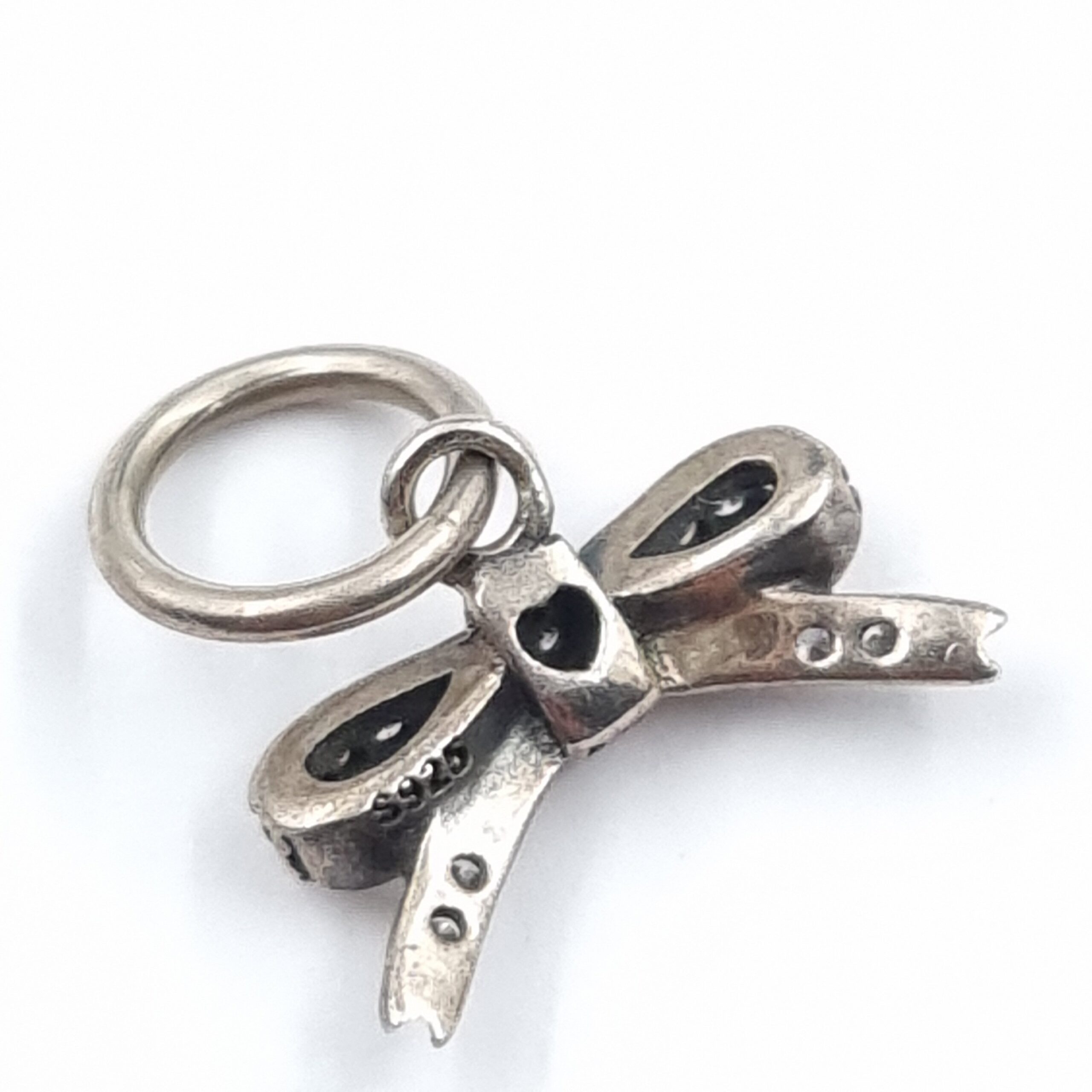 Silver Bow Pendant S925 Pave Set Crystals - Image 2