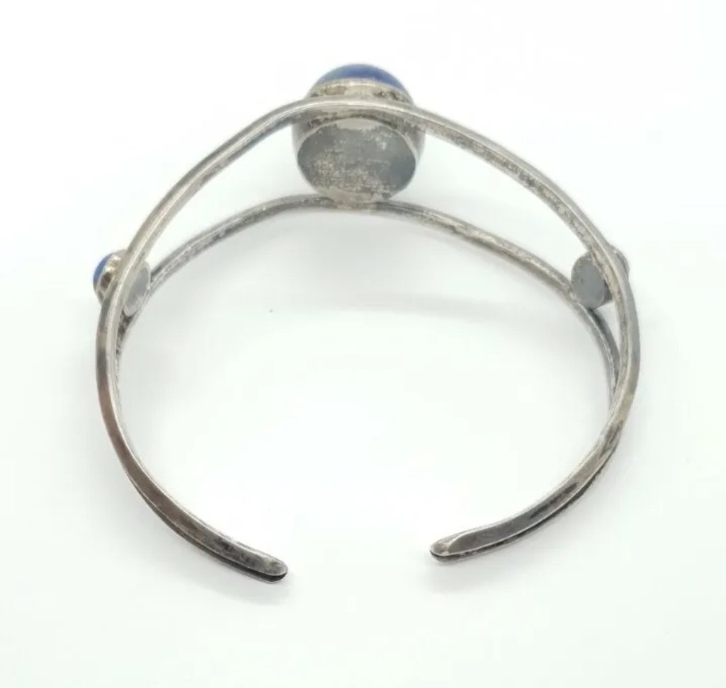 Lapis Lazuli Cuff Bangle Large Cabochon Artisan Studio Made - Image 3