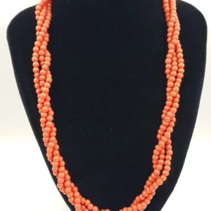 Art Deco Coral Glass Bead Necklace