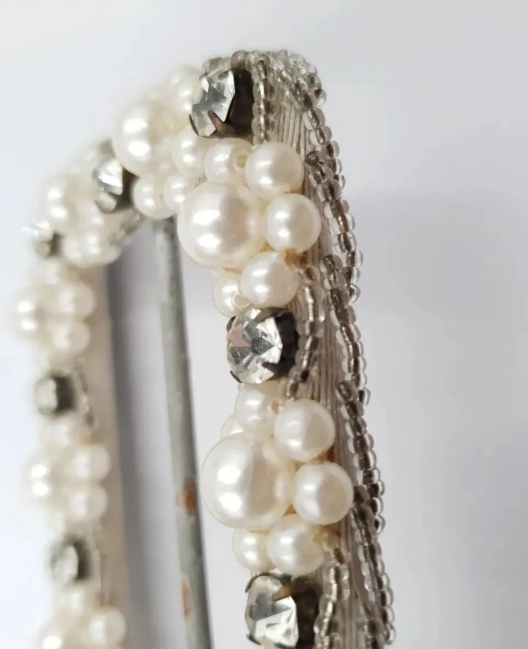 Vintage Astor Belt Buckle Very Large. Seed Beads Crystals Faux Pearls - Image 3