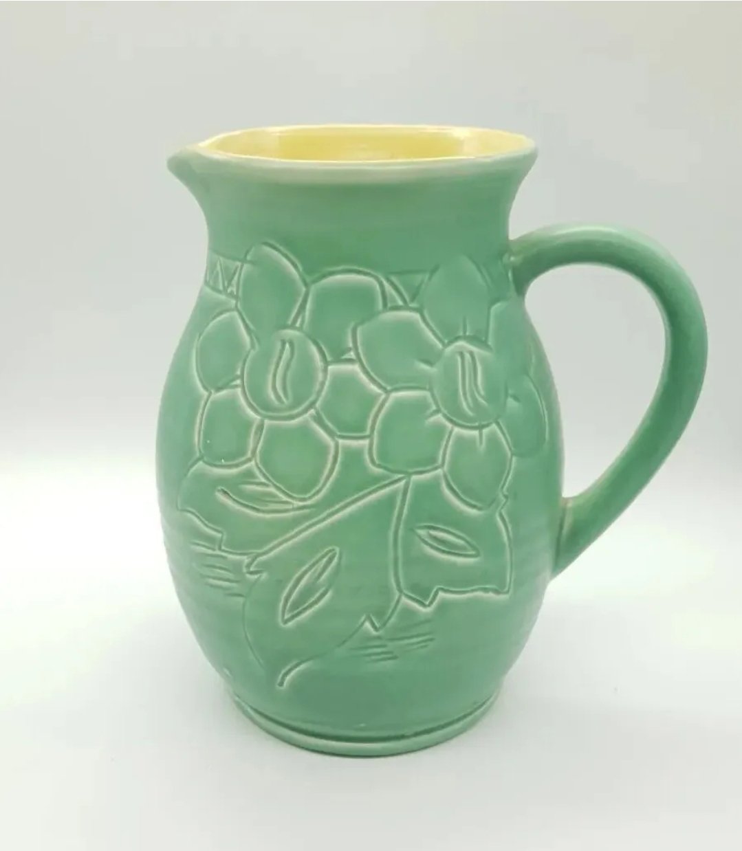 Bretby Art Pottery Jug Large Green Jug with Flowers c 1930s - Image 2