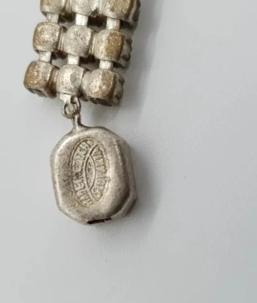 Art Deco Czech Bracelet Clear Glass Stones in Silver Tone c1930s. Marked Czechoslovakia - Image 4