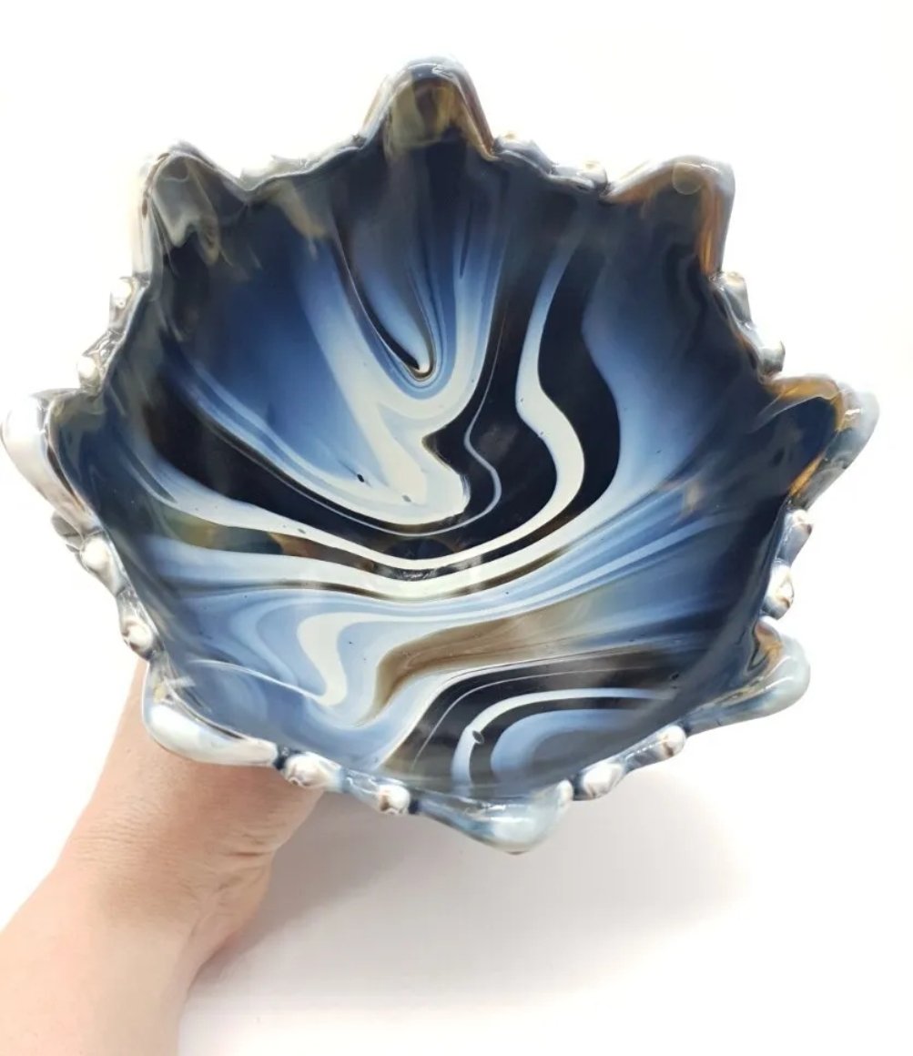 Slag Glass Bowl Two Pigeons Vintage STS Hrastnik Abel Zagreb - Image 2
