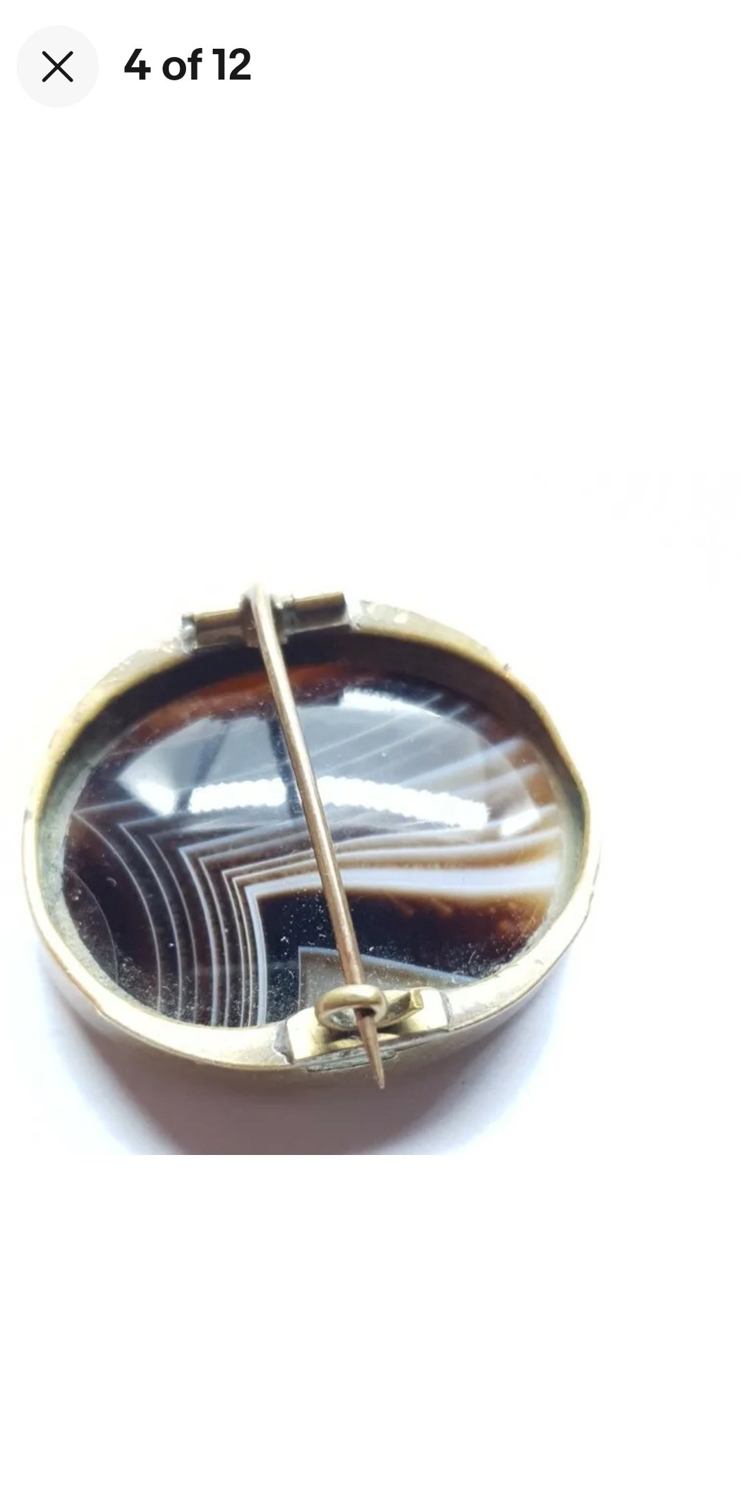 Victorian Banded Agate Brooch in Brass Mount. - Image 3